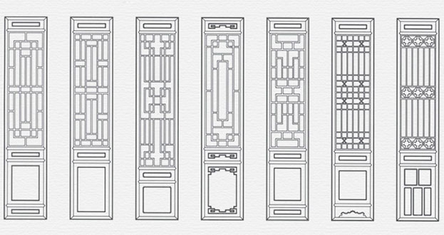 左贡常用中式仿古花窗图案隔断设计图